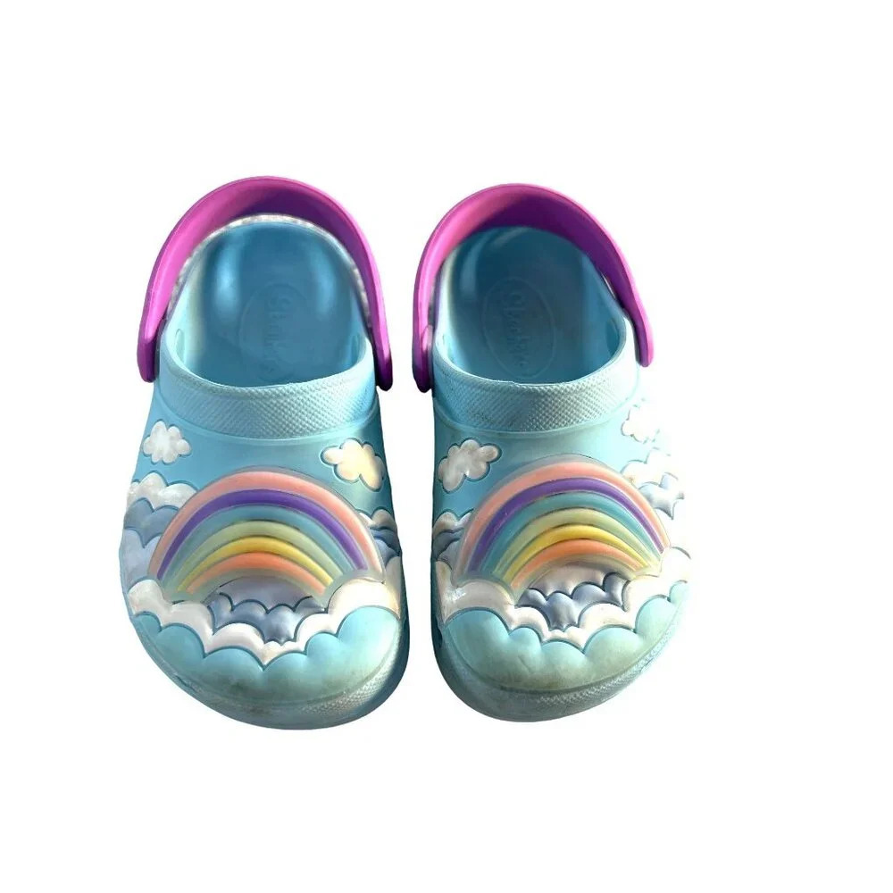 Skechers Girls Lighted Croc Type Shoes Blue Multicolor Size